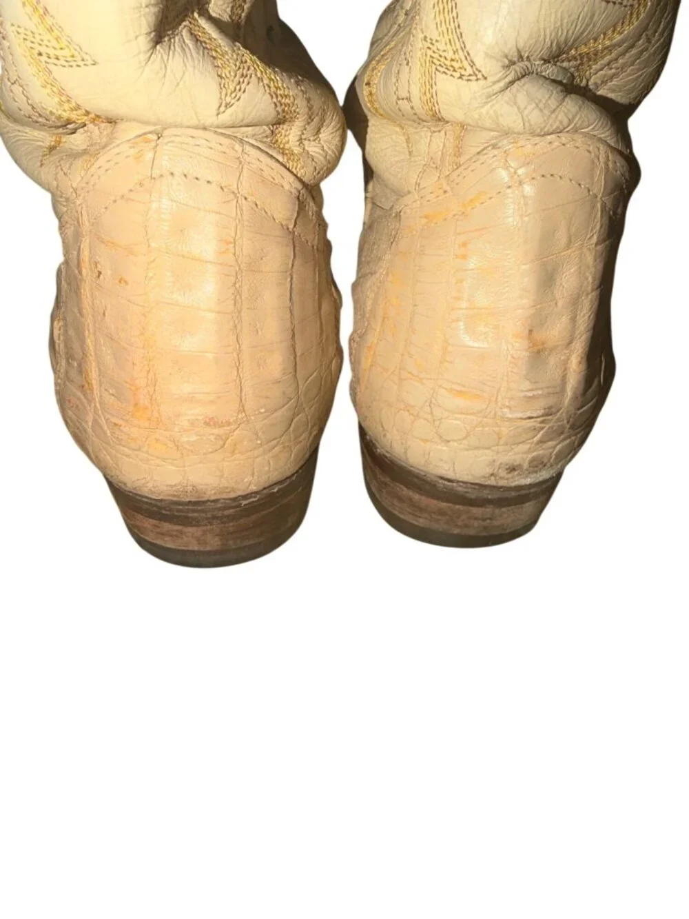 Corral Mens 10.5 EE Genuine Caiman Crocodile Leather Western Cowboy Boots Bone